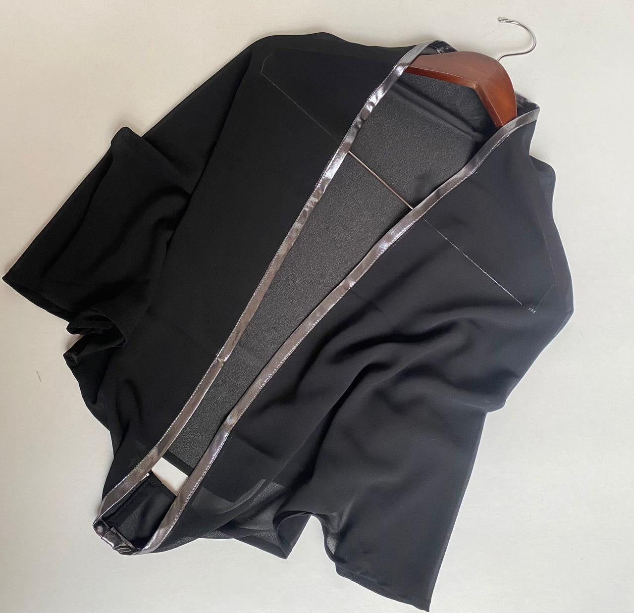 Black twist chiffon with border