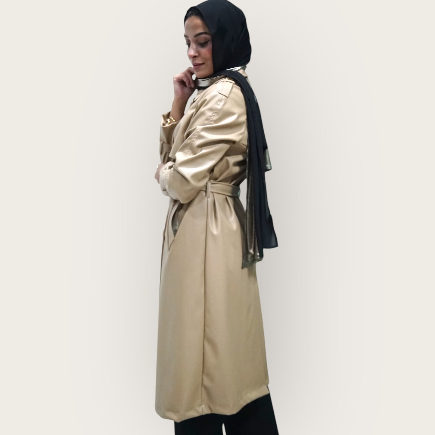 Leather trench coat