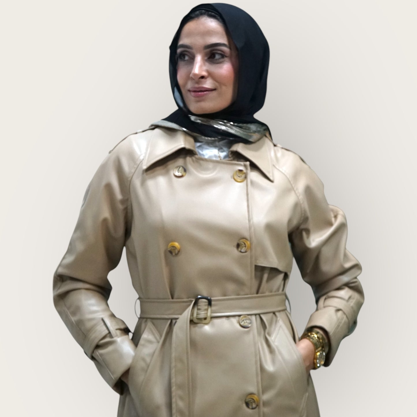 Leather trench coat