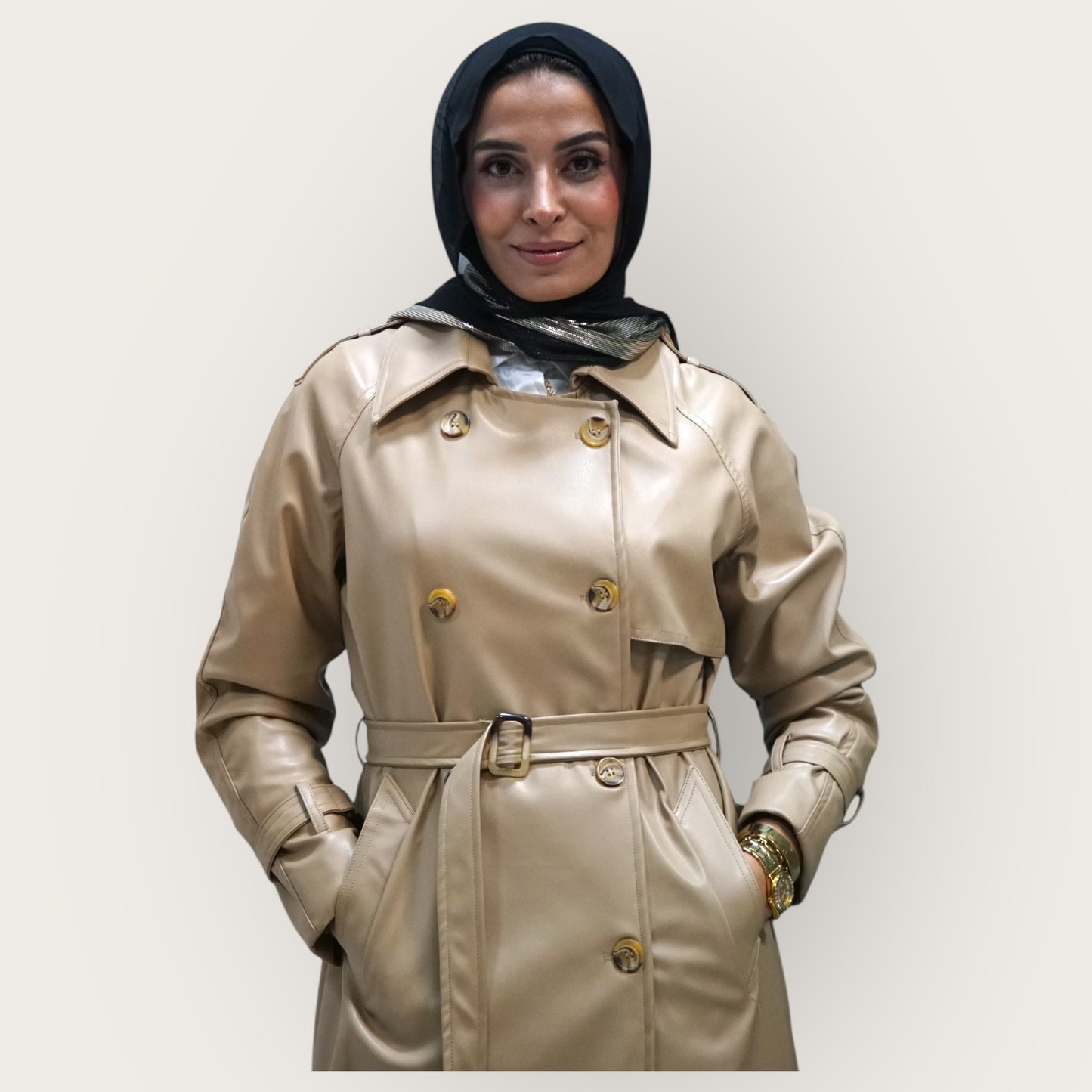 Leather trench coat