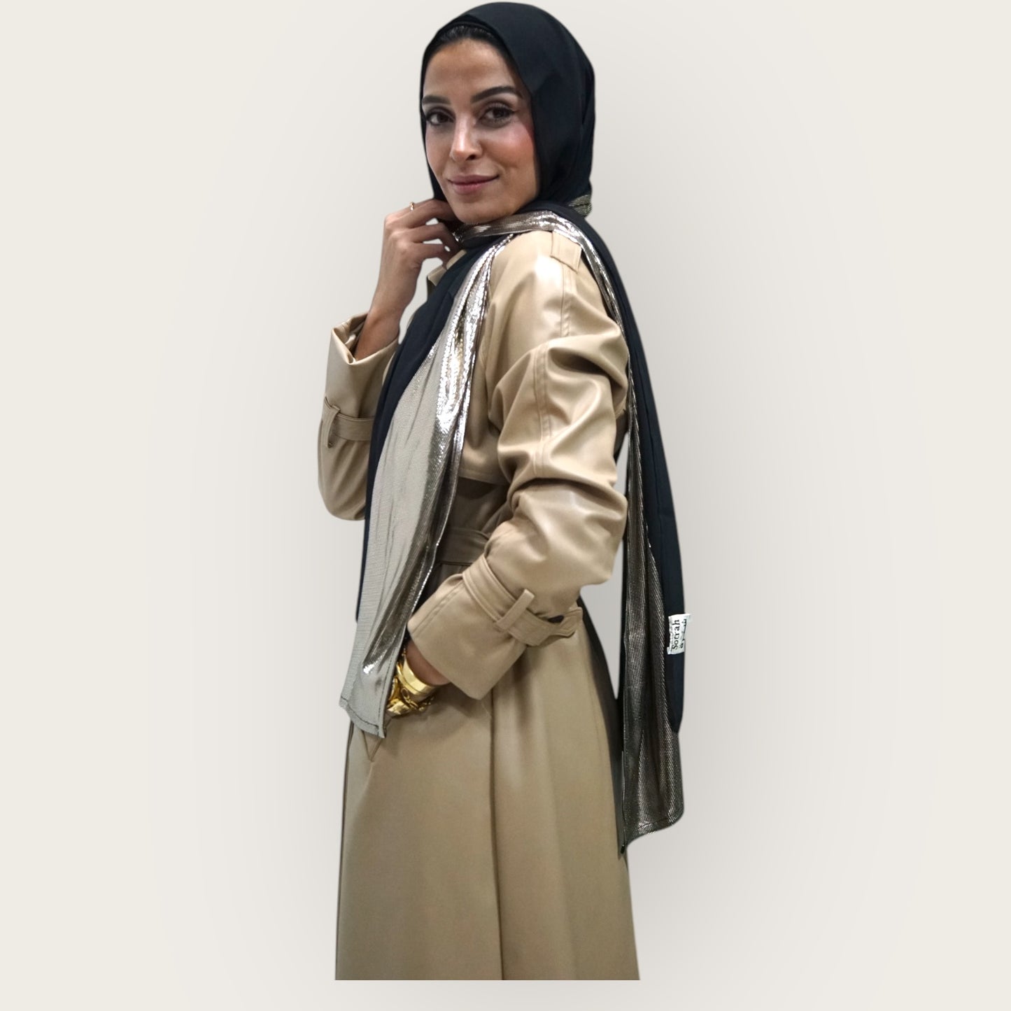 Leather trench coat