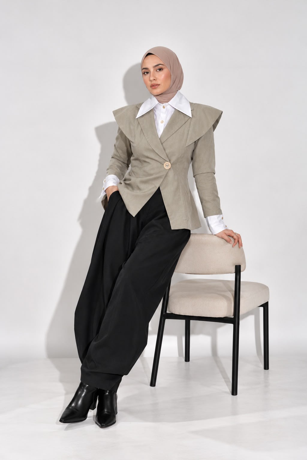 Sage cape blazer