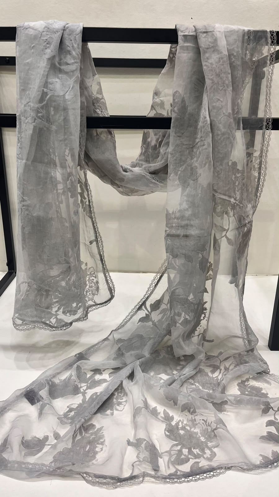 Light grey velvet scarf