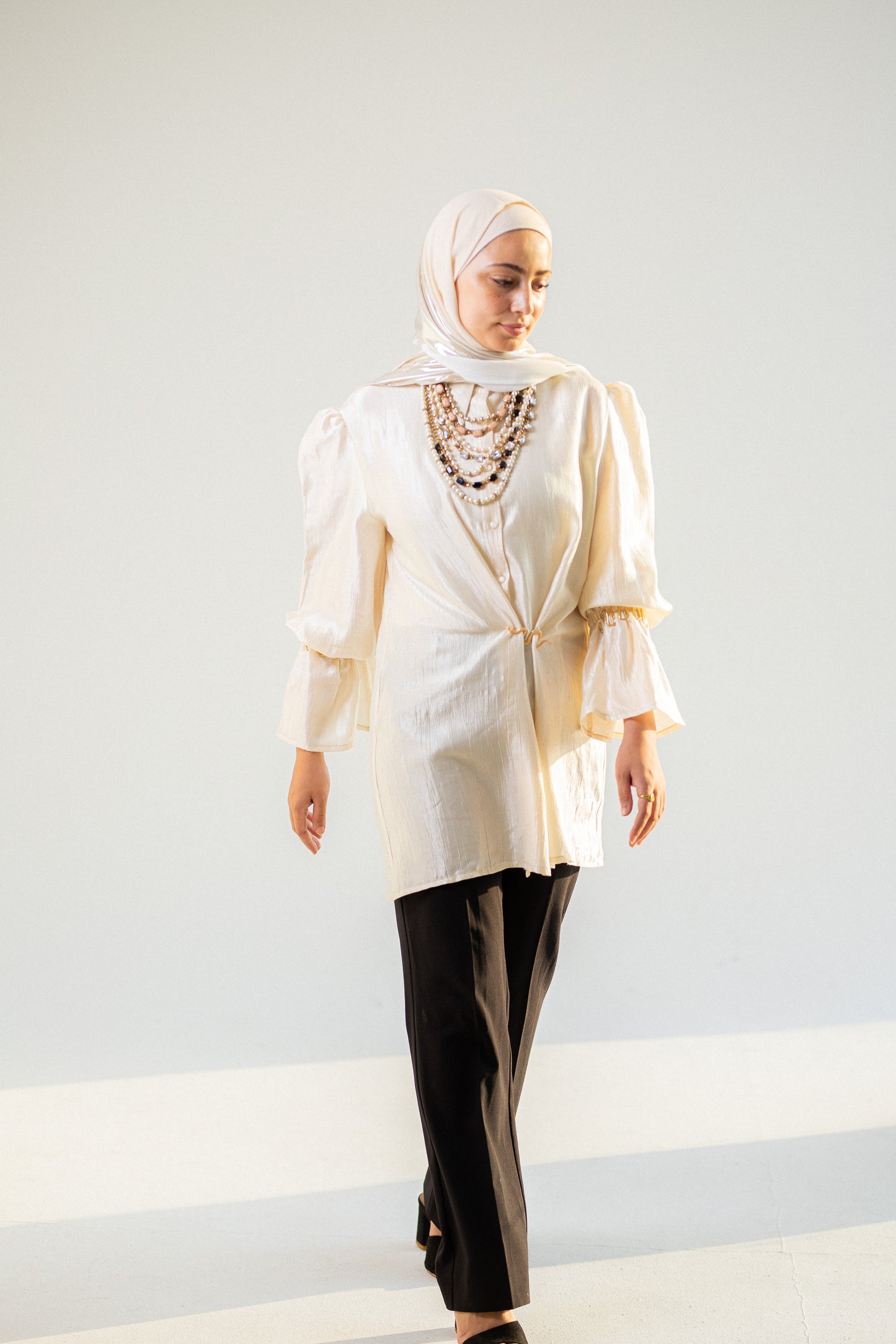 Silk cream crush blouse