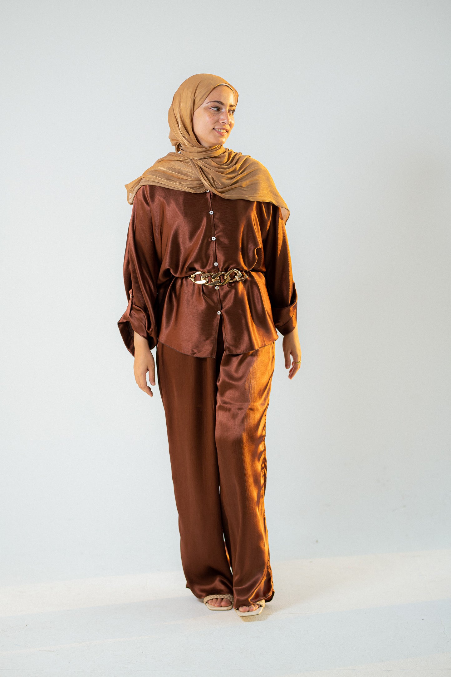 Copper satin set.
