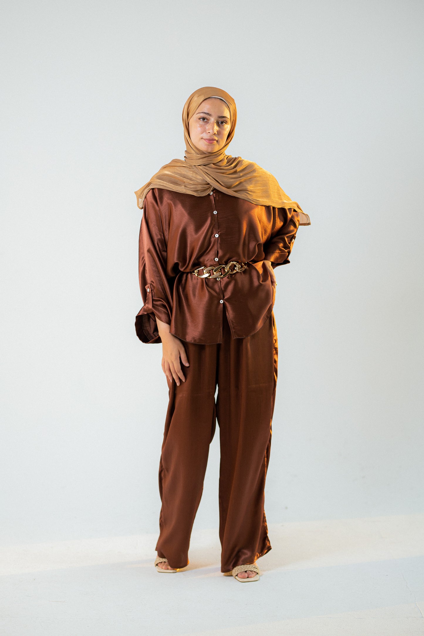 Copper satin set.
