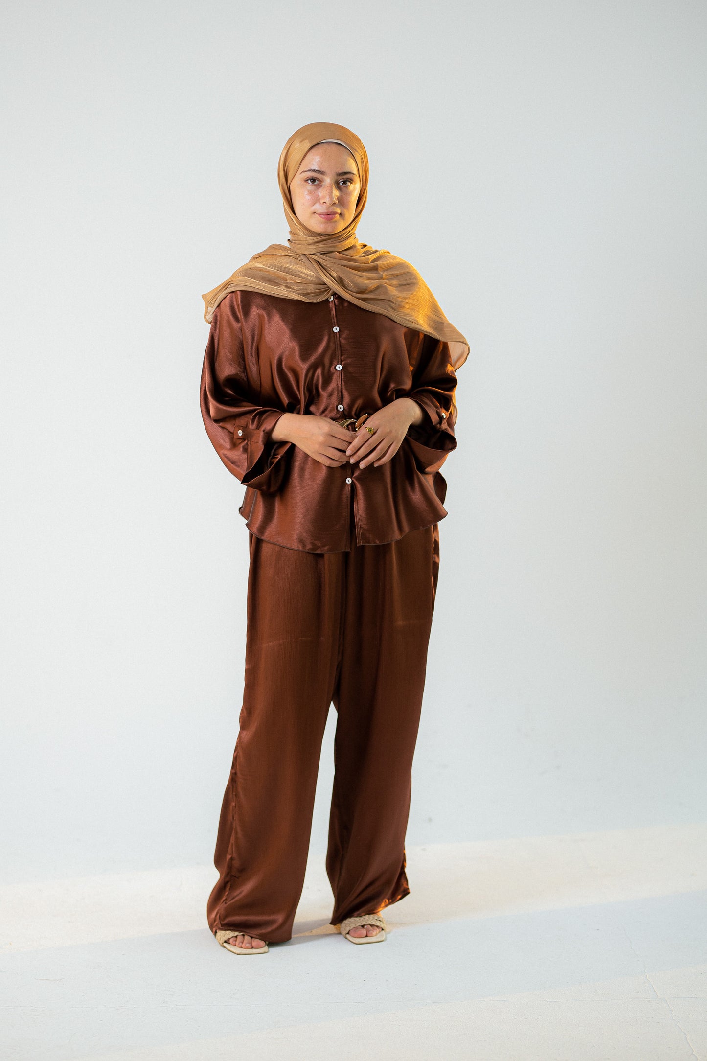Copper satin set.