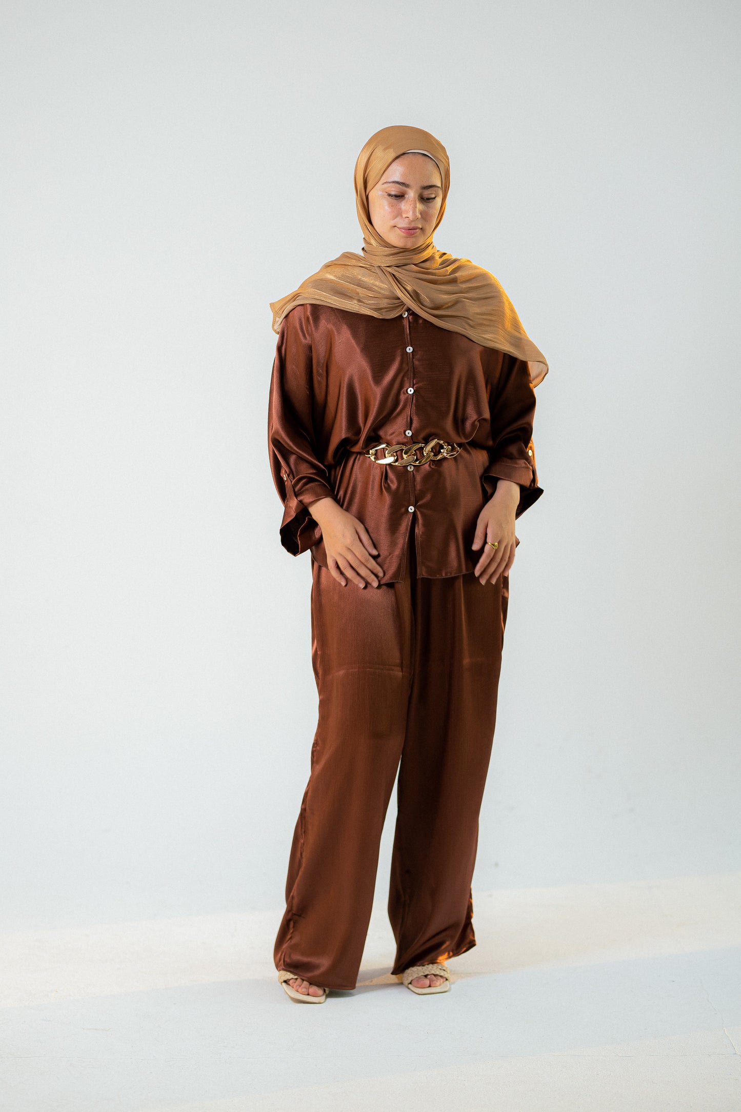 Copper satin set.