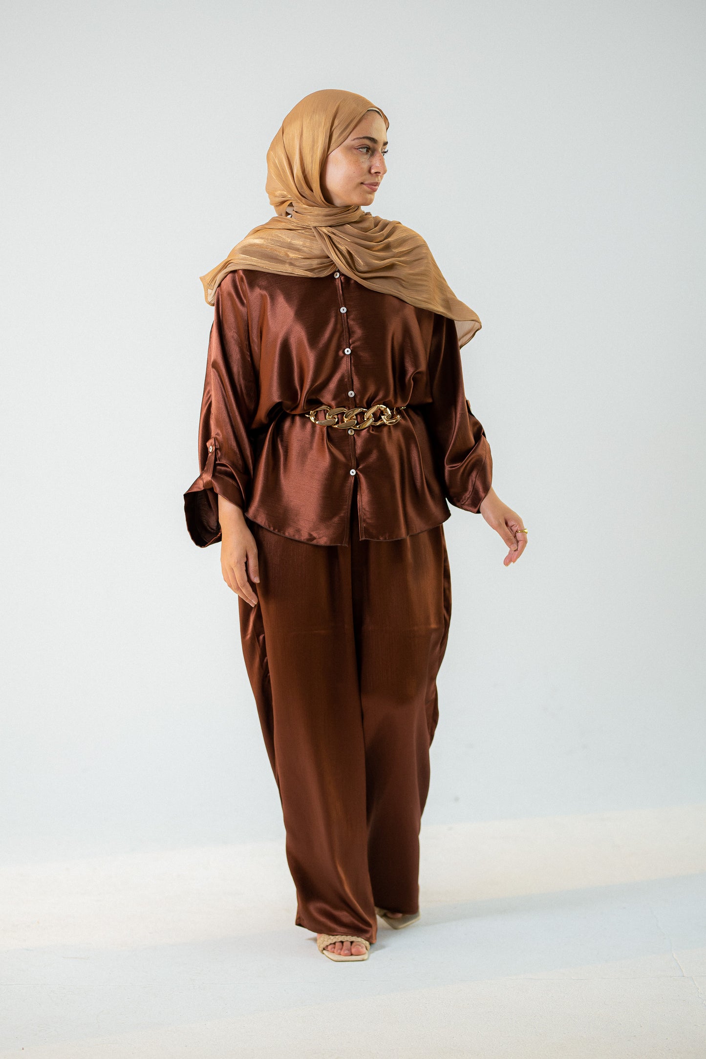 Copper satin set.