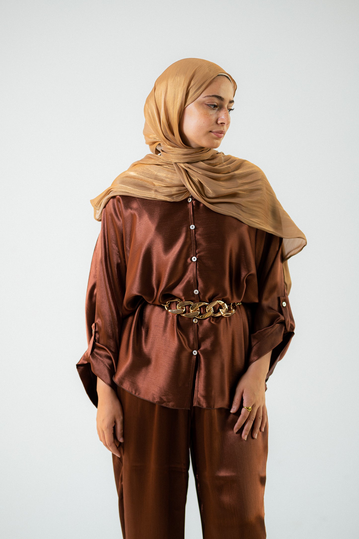 Copper satin set.