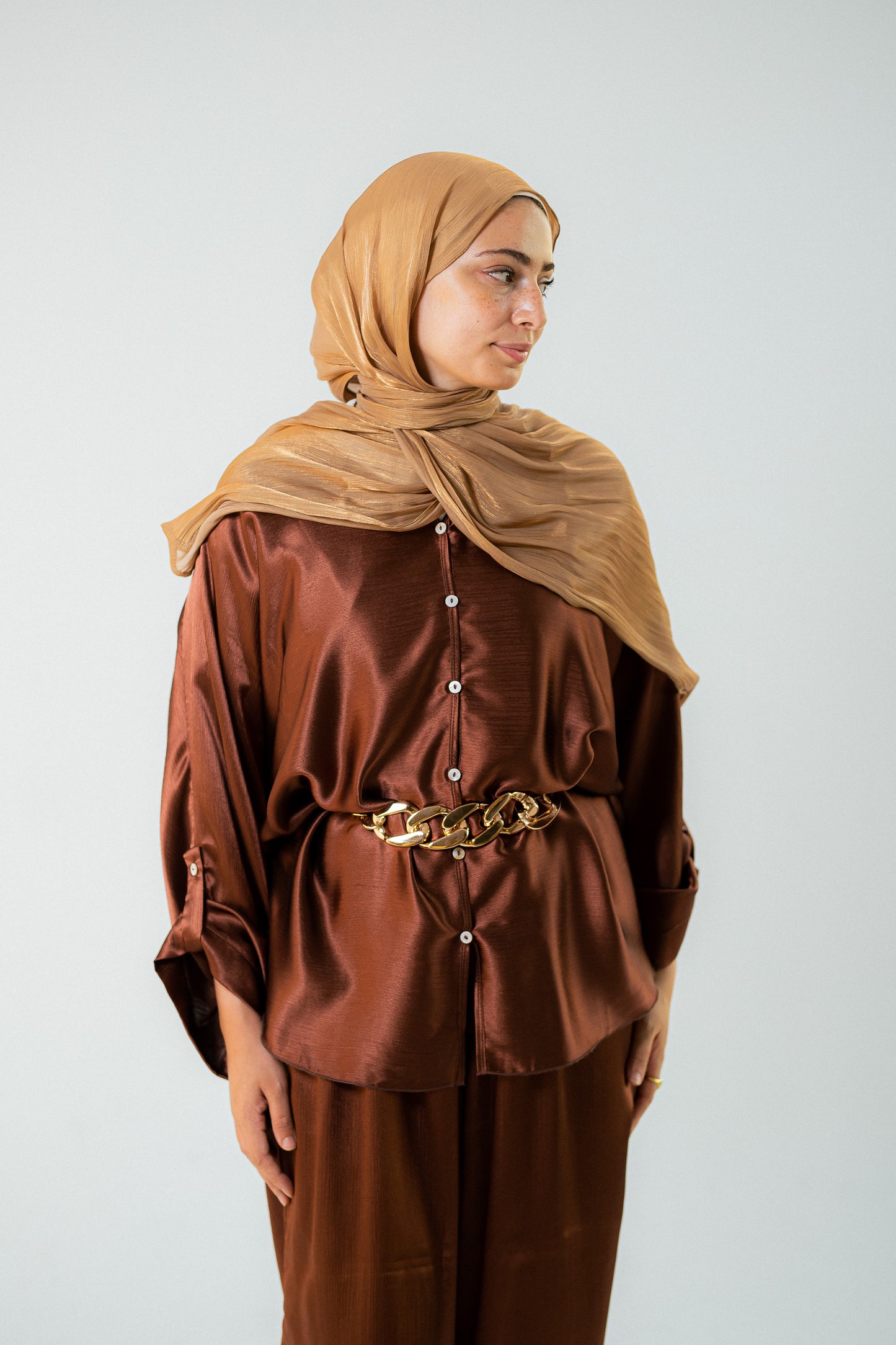 Copper satin set.