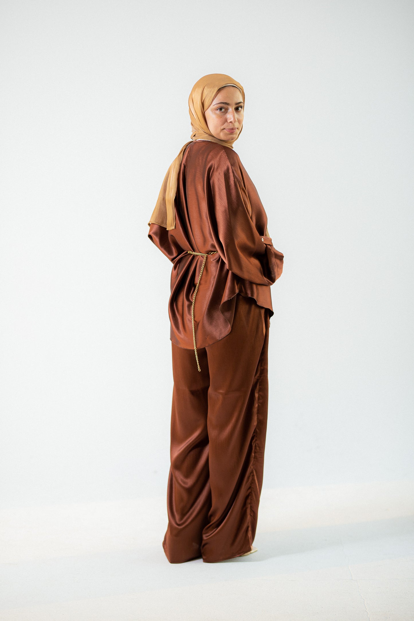 Copper satin set.