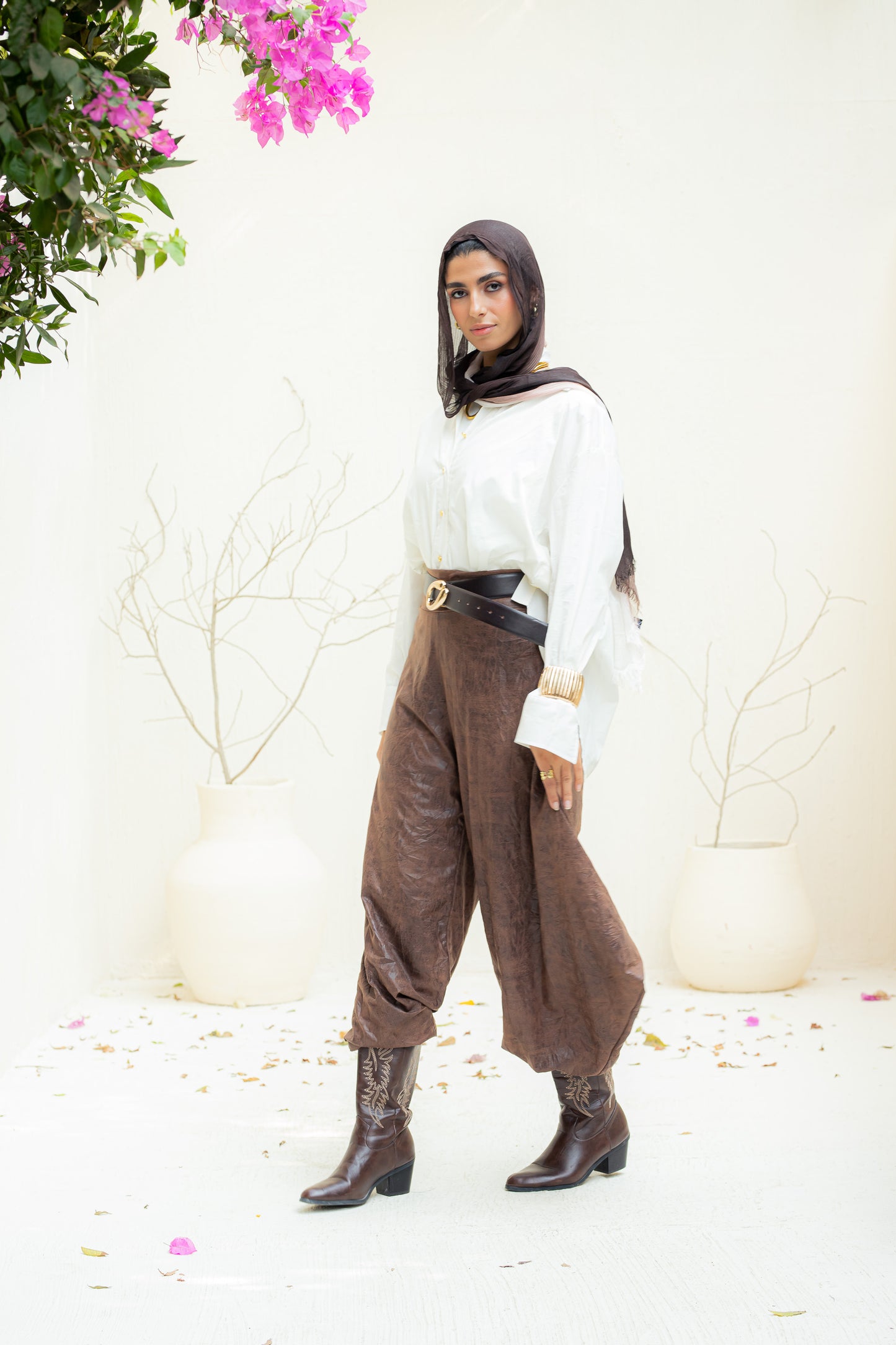 Soft edge crushed leather pants.