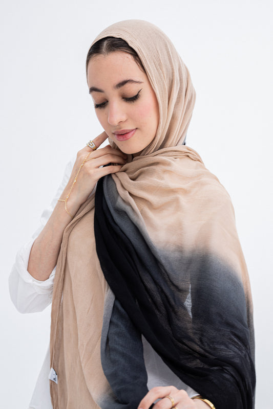 Gradia scarf/beige&black