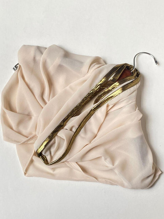 Beige twist chiffon with gold trim