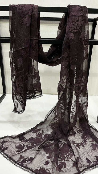 Burgundy velvet scarf