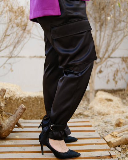 Satin chic cargo pants.
