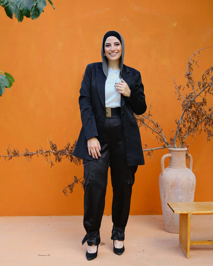 Satin chic cargo pants.