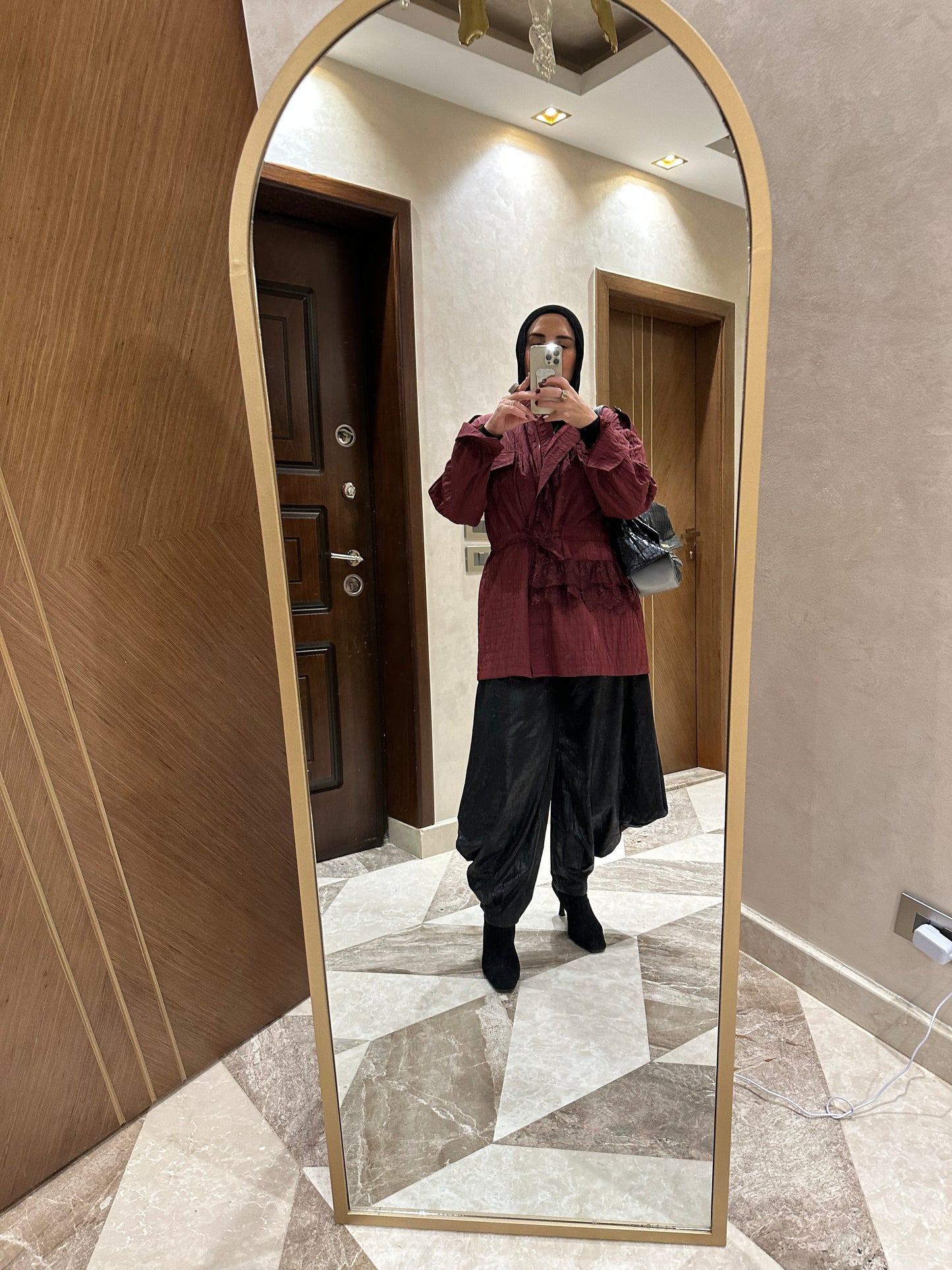 Soft edge crushed leather pants.