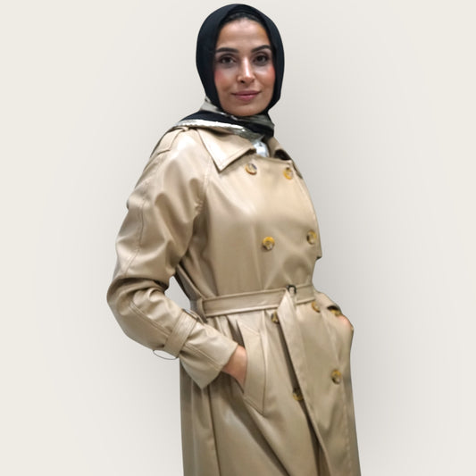 Leather trench coat