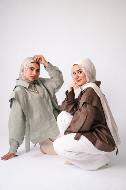 Sage Whisper-Pure Linen Shirt