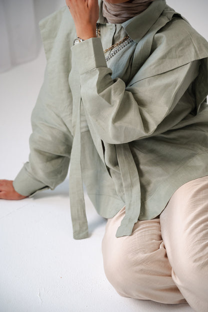 Sage Whisper-Pure Linen Shirt