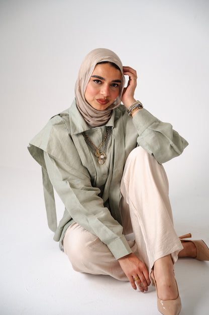 Sage Whisper-Pure Linen Shirt
