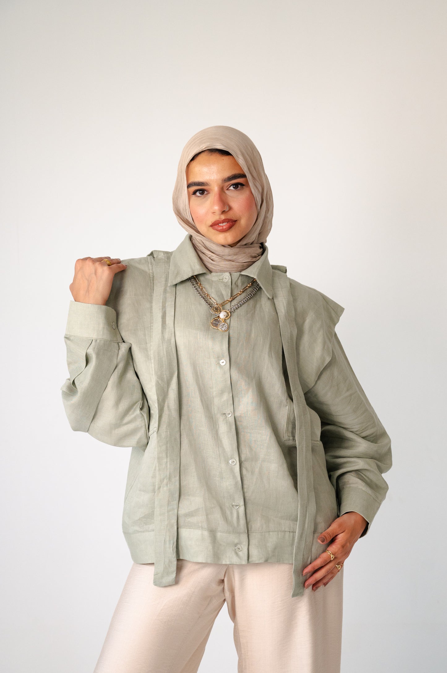 Sage Whisper-Pure Linen Shirt