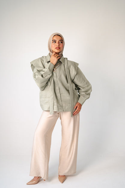 Sage Whisper-Pure Linen Shirt