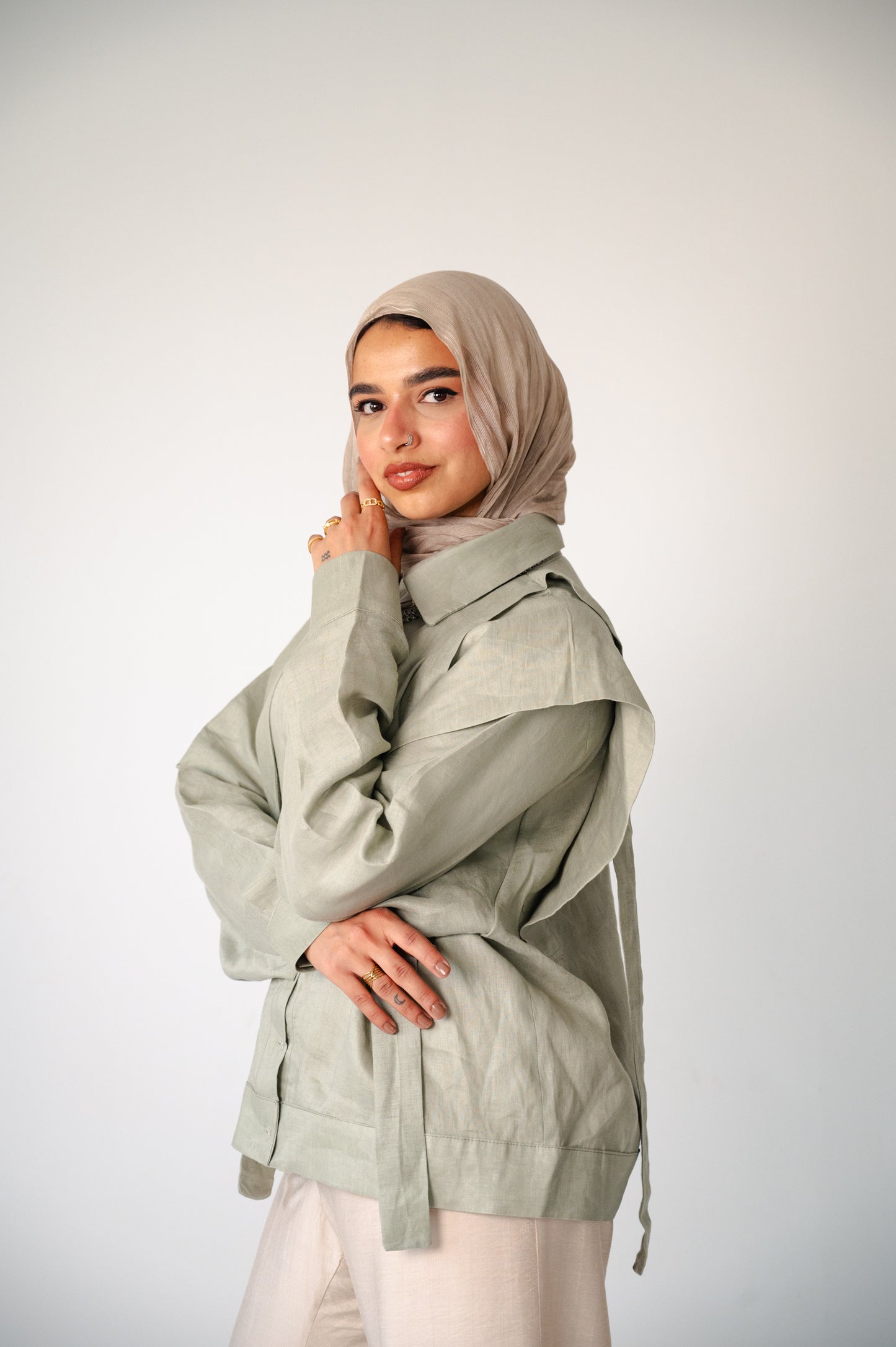Sage Whisper-Pure Linen Shirt