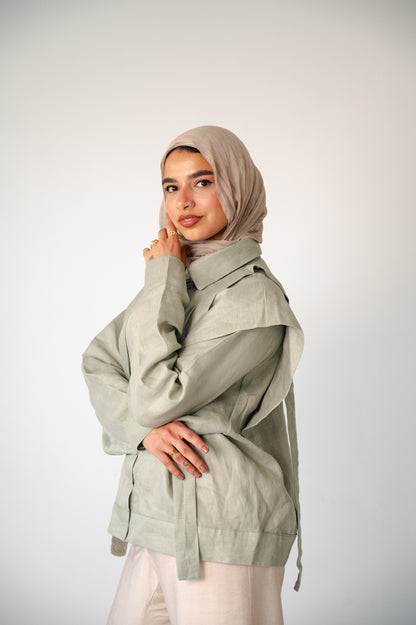 Sage Whisper-Pure Linen Shirt