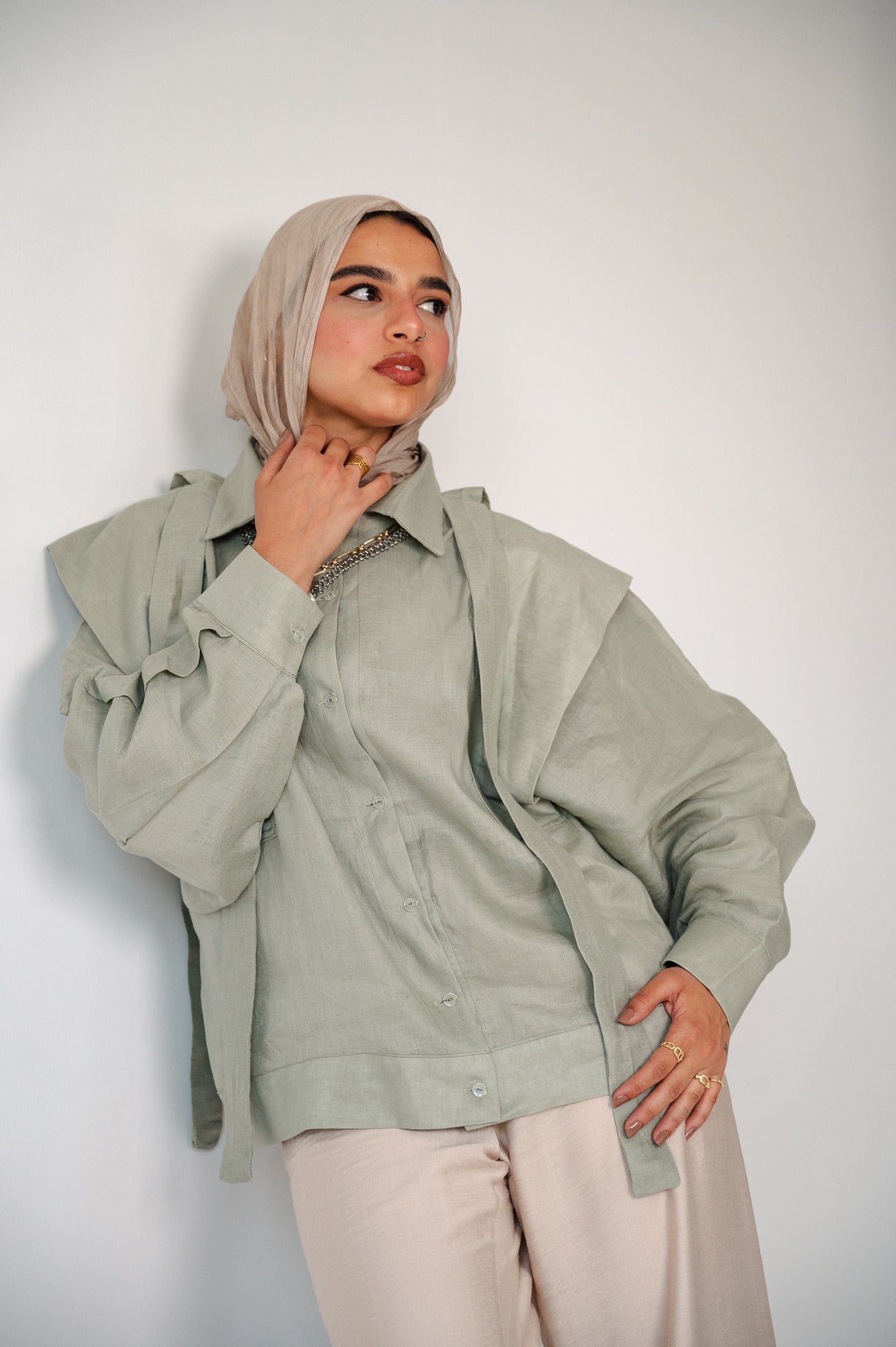 Sage Whisper-Pure Linen Shirt