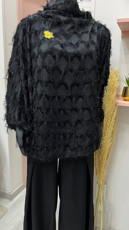 Black fringed top