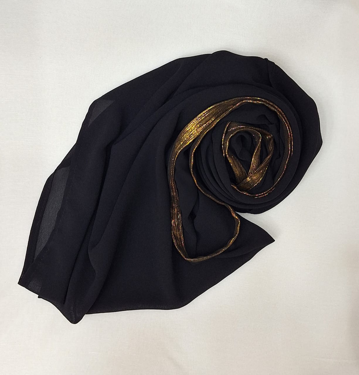 Black twist chiffon with border