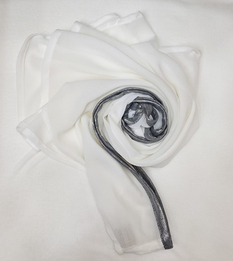 Offwhite twist chiffon with border