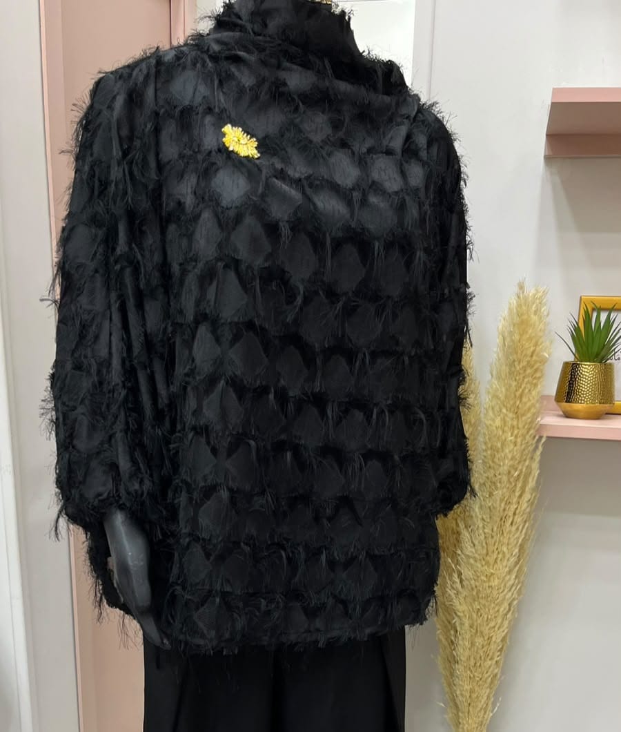 Black fringed top