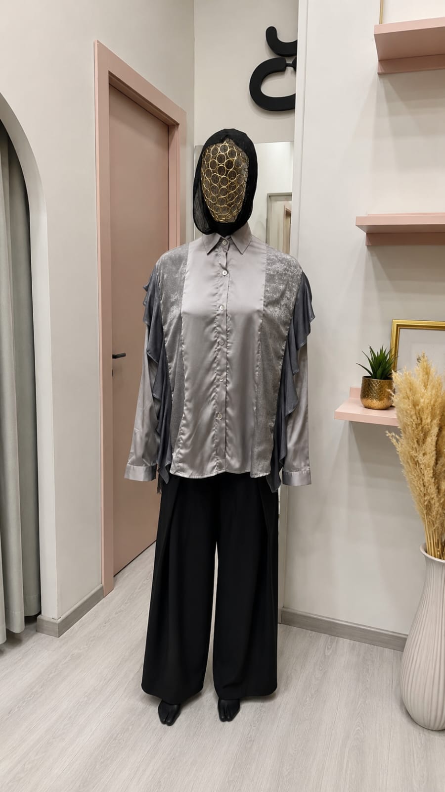 Silver ruffled top