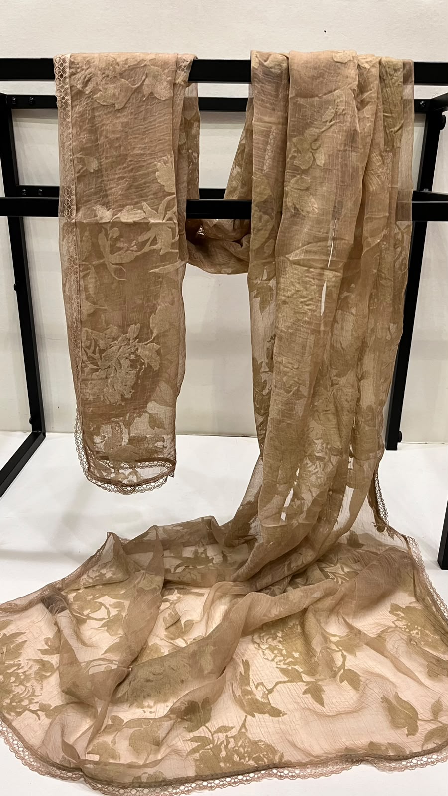 Dark beige velvet scarf