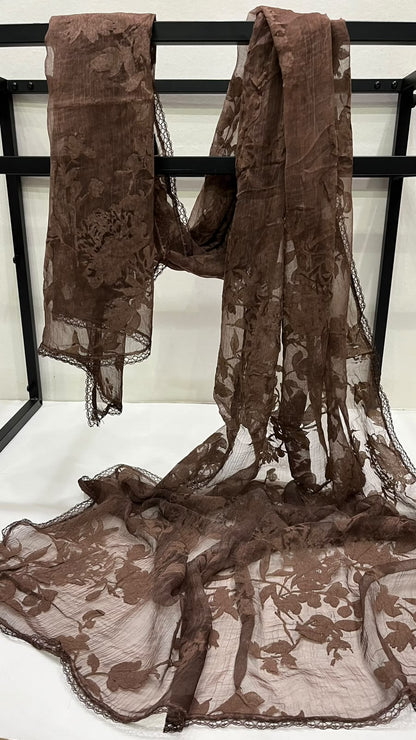 Brown velvet scarf