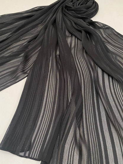 Black chiffon scarf.