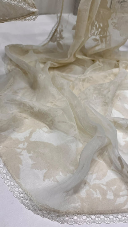 Light beige velvet scarf