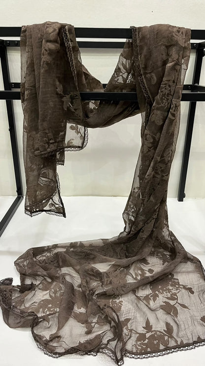 Brown velvet scarf
