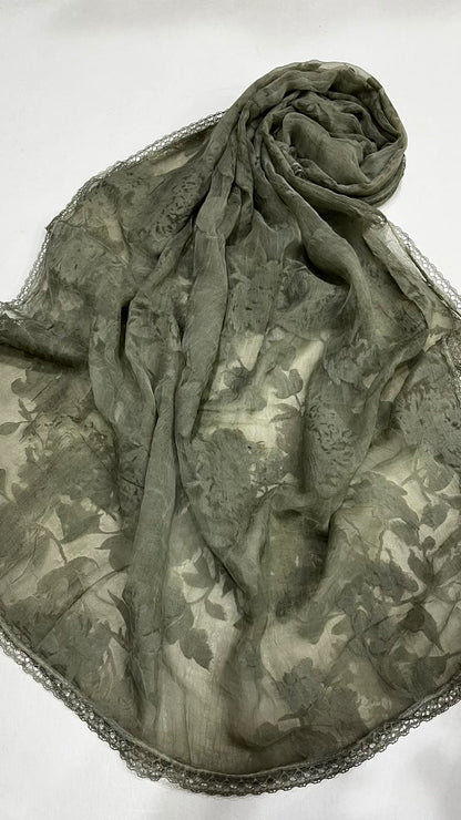 Olive velvet scarf