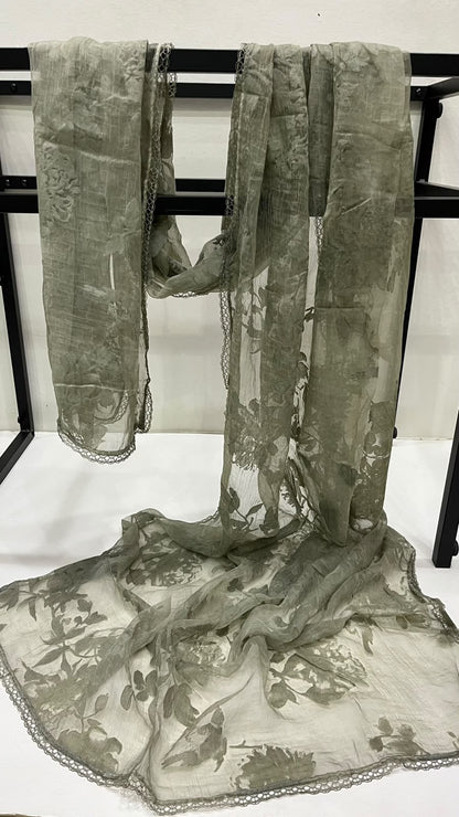 Olive velvet scarf
