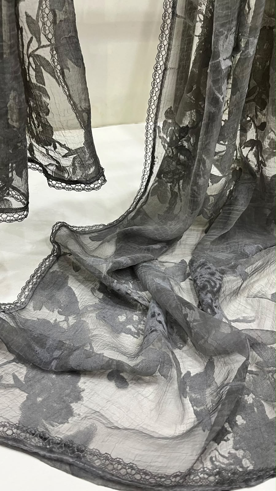 Grey velvet scarf