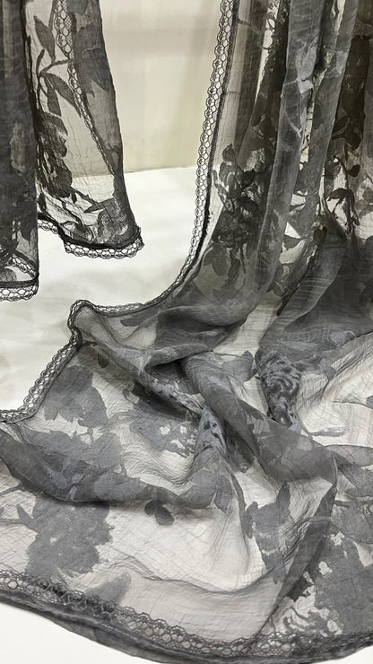 Grey velvet scarf