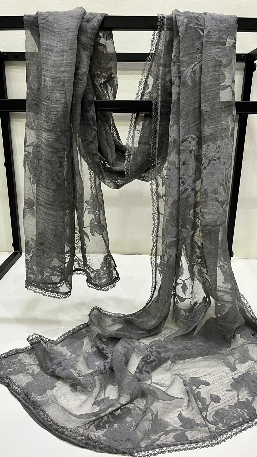 Grey velvet scarf