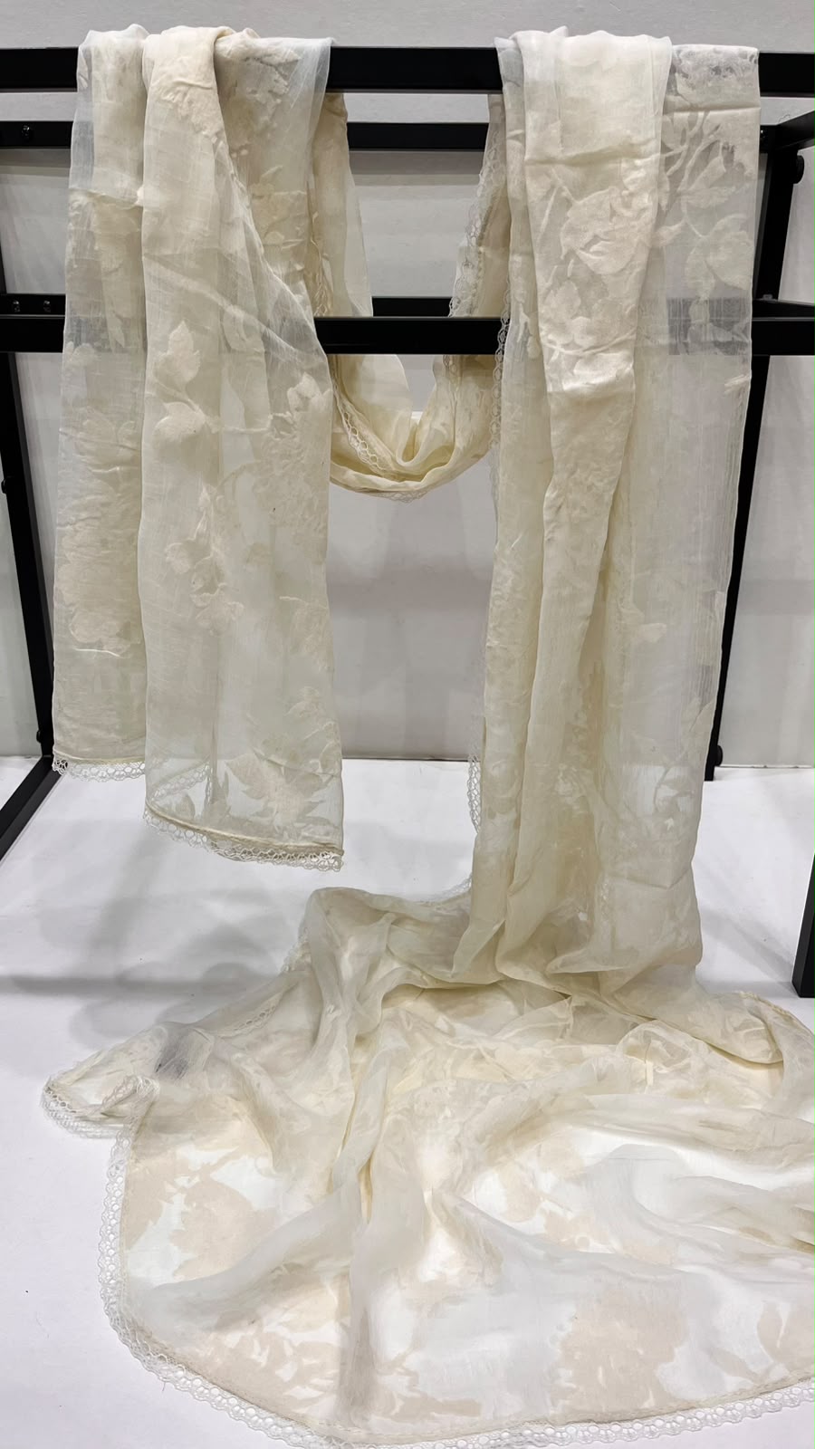 Light beige velvet scarf