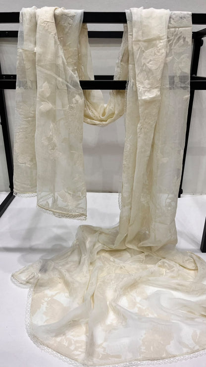 Light beige velvet scarf
