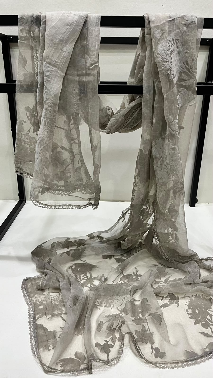 Greyish velvet scarf
